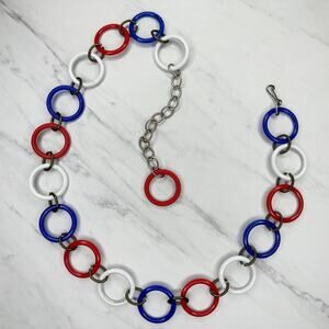 Vintage Red White Blue Chain Link Belt Size S/M Patriotic